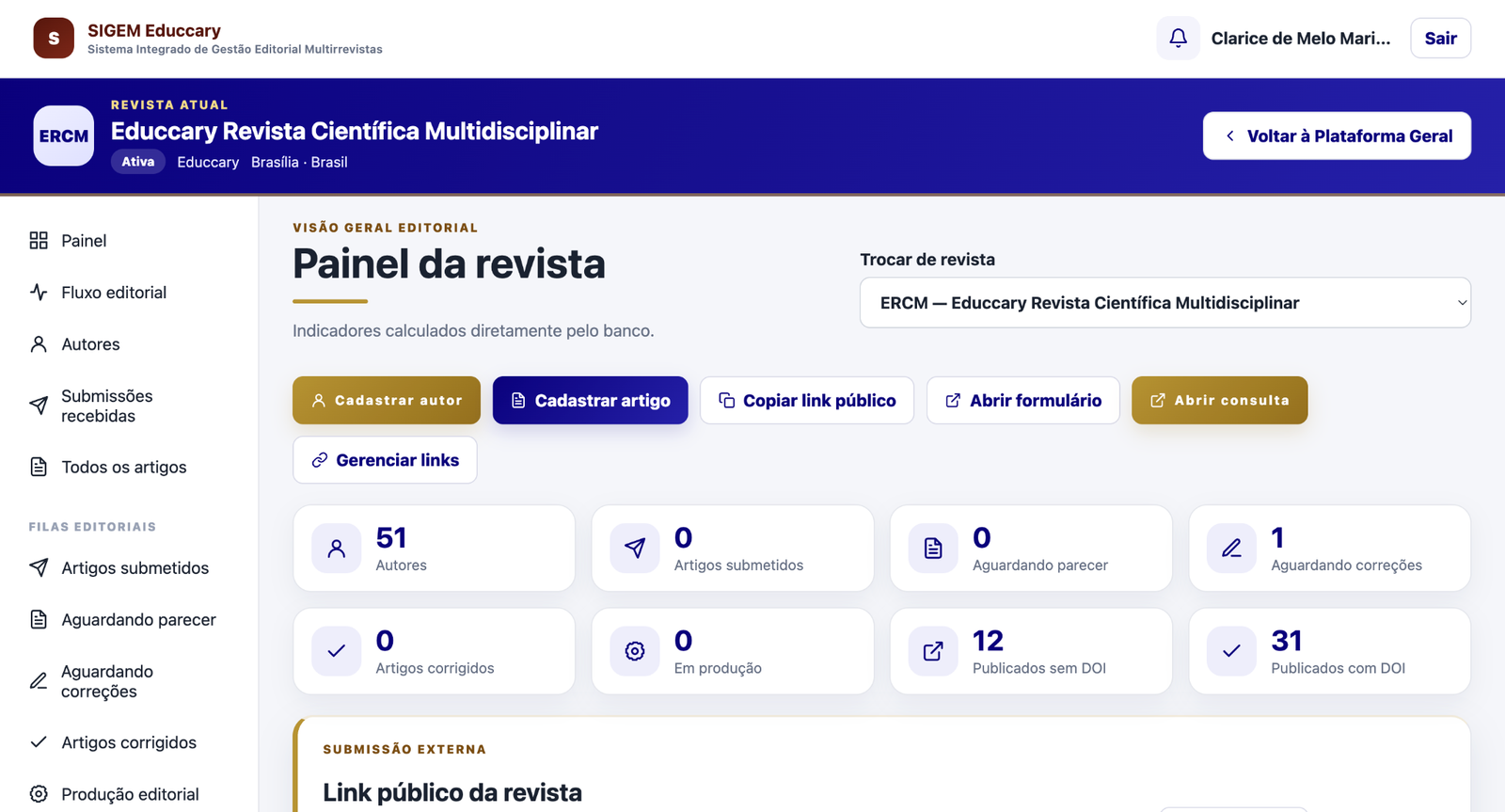 Prévia interna do SIGEM